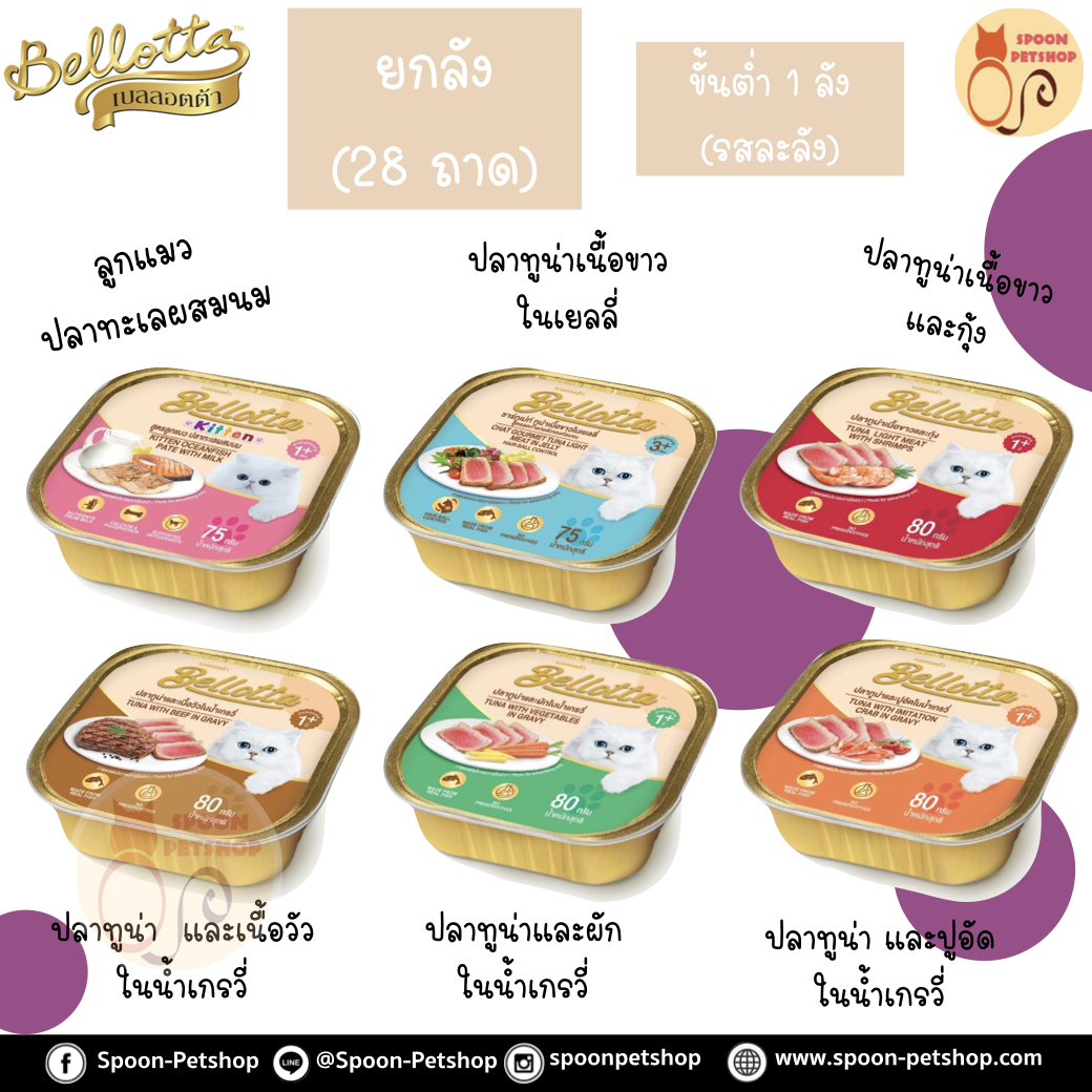 [ยกลัง] Bellotta Chat Gourmet อาหารเปียก เบลลอตต้า ชากูเม่ท์ สำหรับแมว ขนาด 75-80 กรัม (28 ถาด)