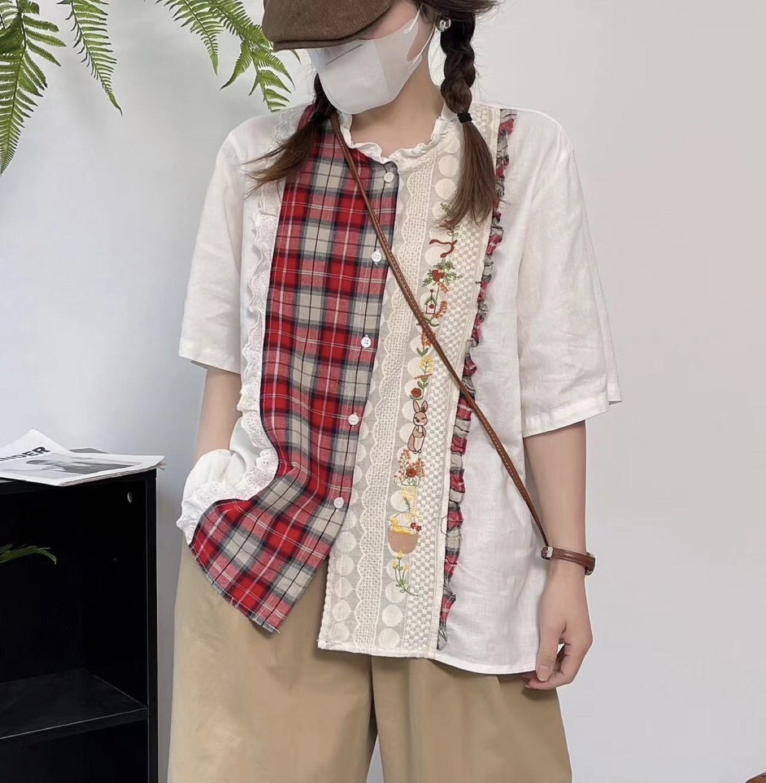 เสื้อผ้าฝ้ายลายปักแต่งผ้าต่อลายแต่งลูกไม้