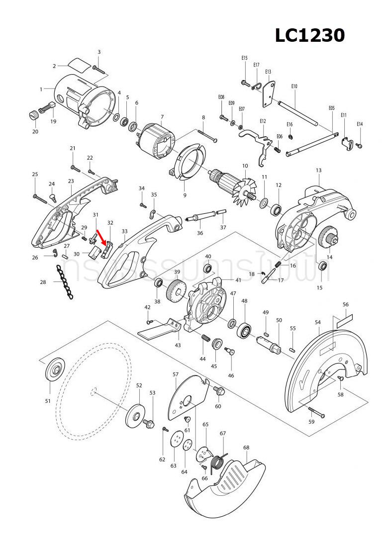 SWITCH LEVER COMPLETE แท่นตัดเหล็ก Makita มากีต้า LC1230 [#32] Pn.152463-7 (แท้) ##