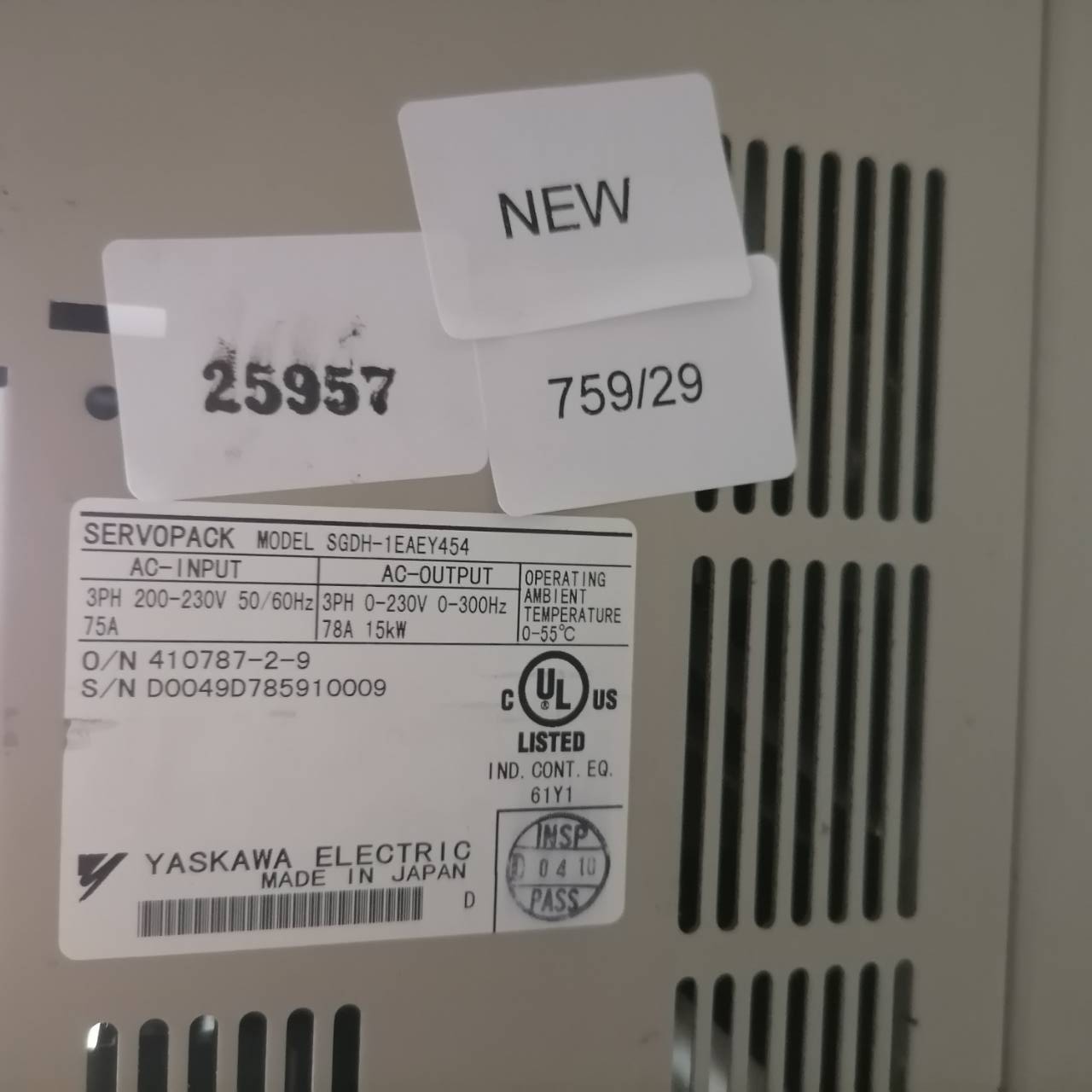 SGDH-1EAEY454 SERVO PACK " YASKAWA "