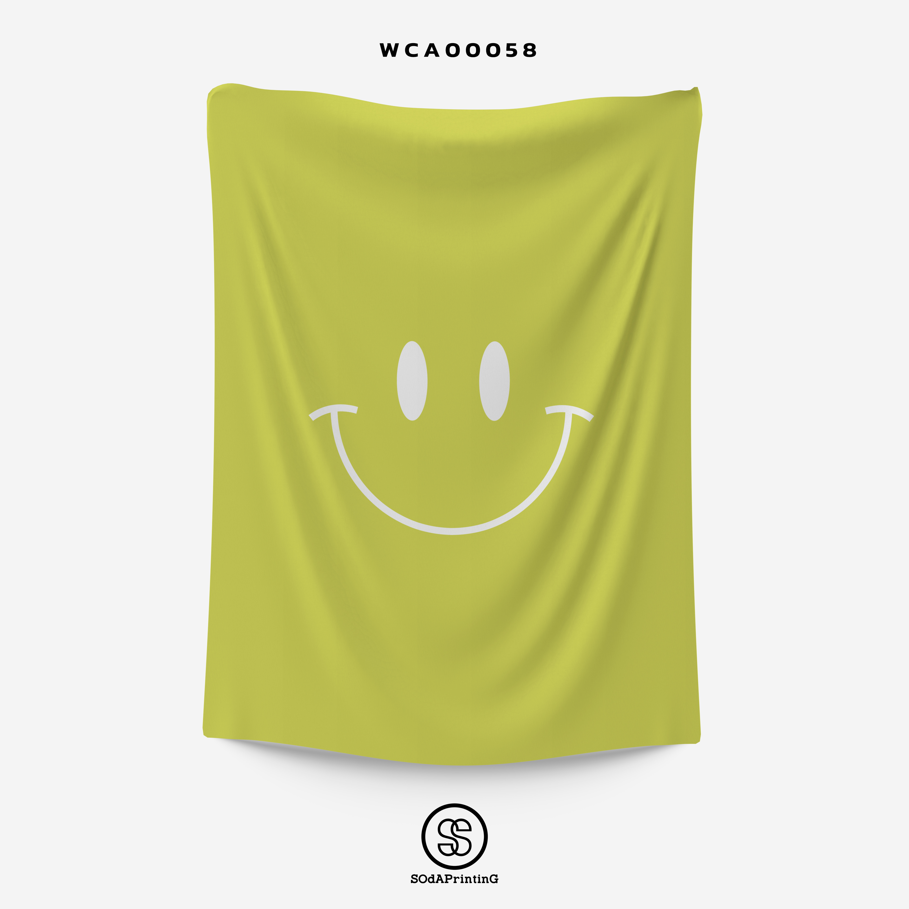ผ้าติดผนัง ผ้าแขวนผนัง ผ้าตกแต่ง Smiley สีเขียวมะนาว WCA00058 #SOdAhome #WallCloth