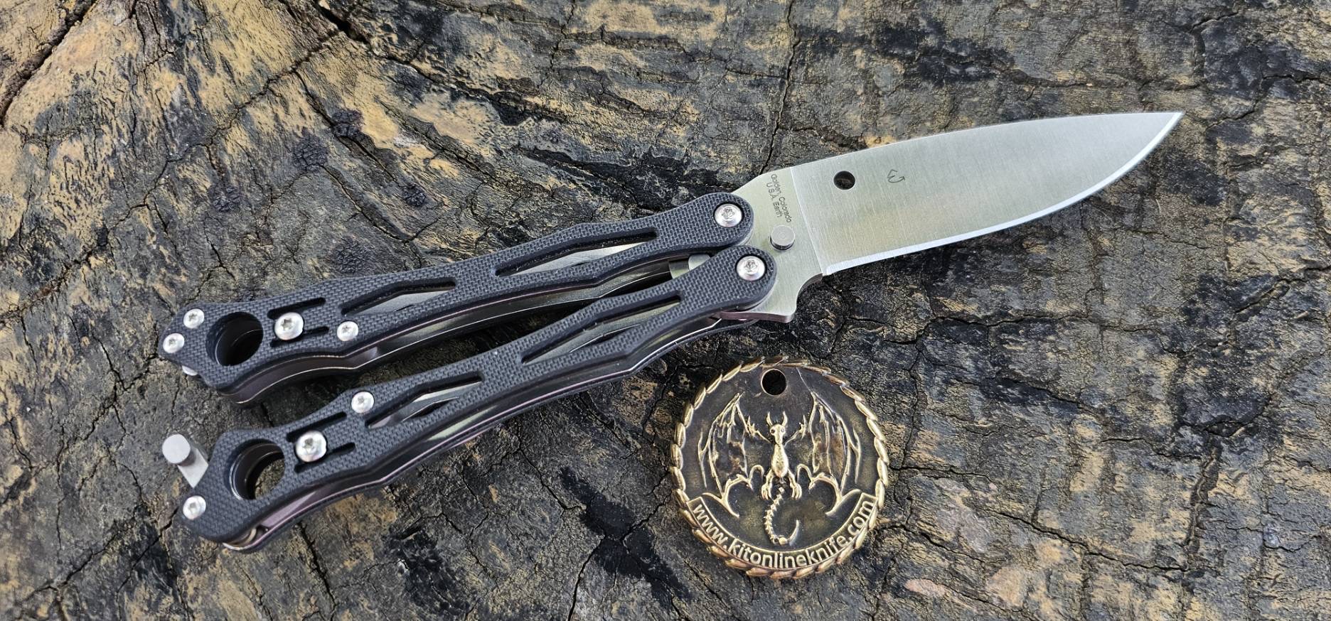 Spyderco SmallFly 2 Balisong Butterfly Knife Black G-10 (3.4" Satin) B02GP2