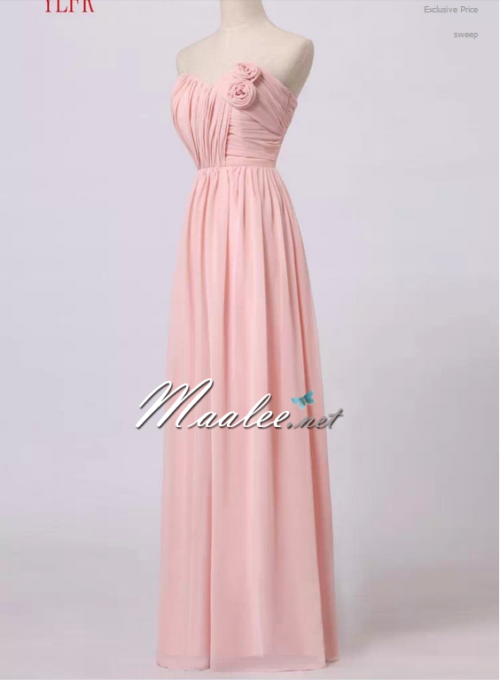 พร้อมส่ง ชุดราตรียาว สีชมพูอ่อน ชุดเพื่อนเจ้าสาว Pink-002C