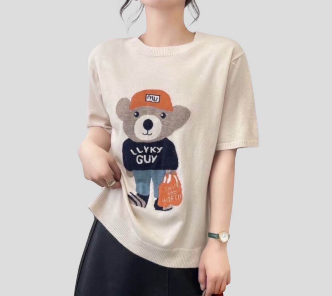 เสื้อยืดไหมพรมนุ่มลายหมี