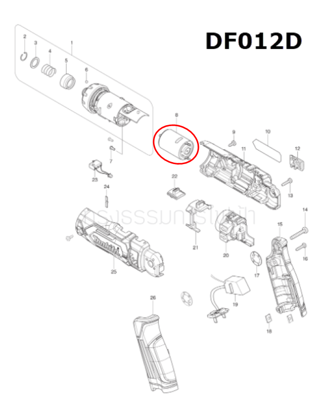 มอเตอร์ สว่านไขควงไร้สาย Makita มากีต้า DF012D, DF012DSE Pn.629264-3 (แท้) ##