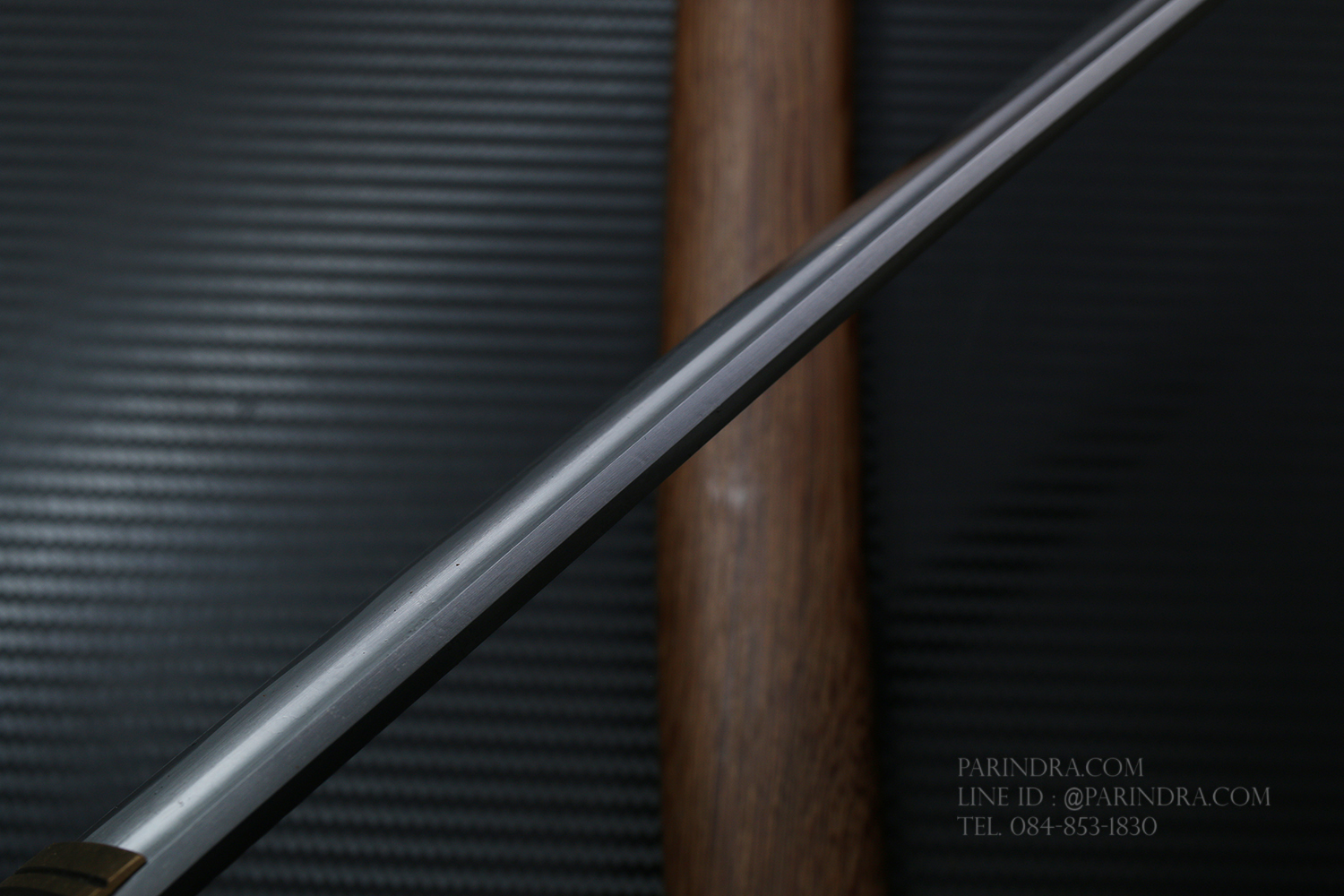 ดาบซามูไร วากิซาชิ WAKIZASHI แบบสั้น ปลอกลายเนื้อไม้สีน้ำตาล