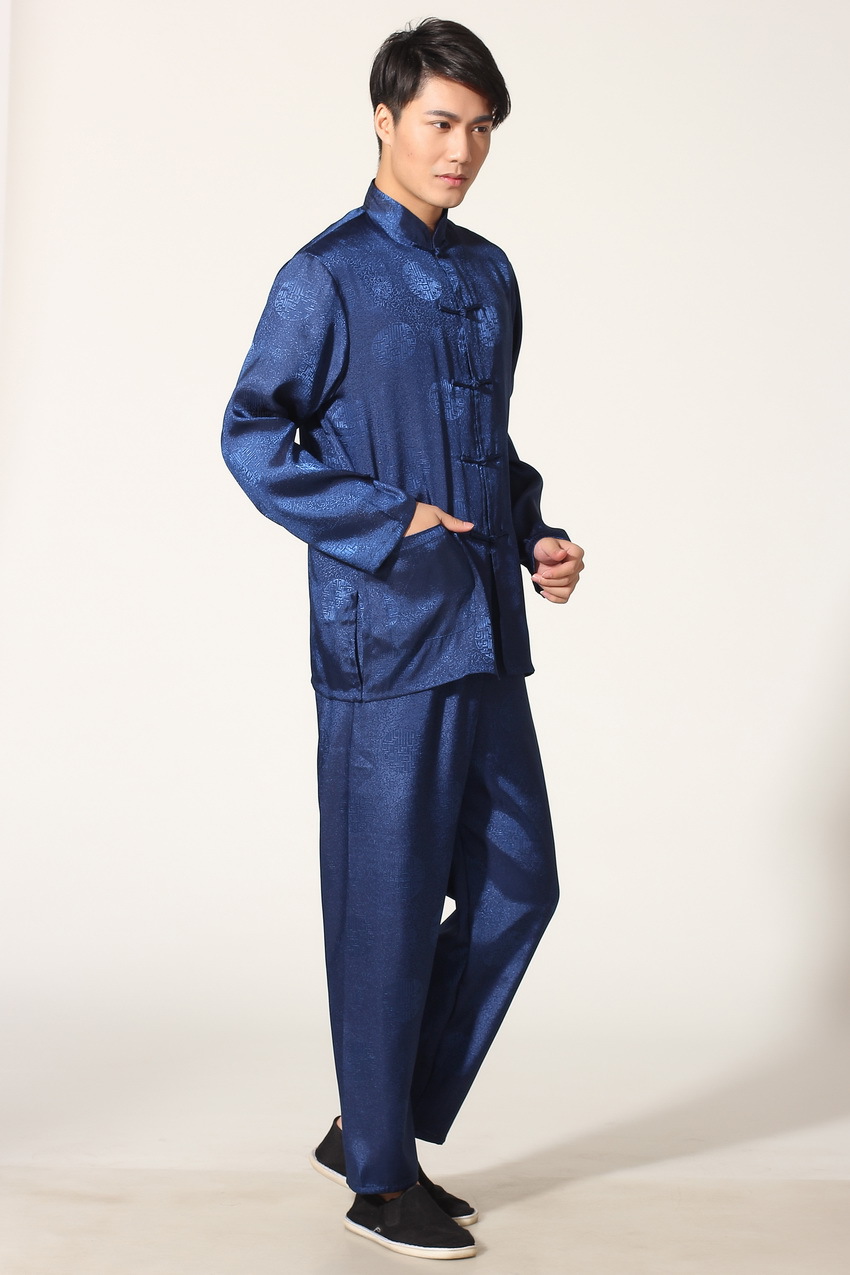 Pre-order ชุดจีน ชาย เสื้อพร้อมกางเกง สีน้ำเงิน