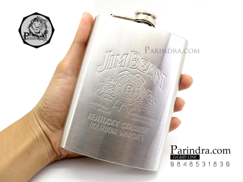 กระป่องสแตนเลส JIMBEAM อย่างดี สำหรับพกพา บรรจุ 8 oz