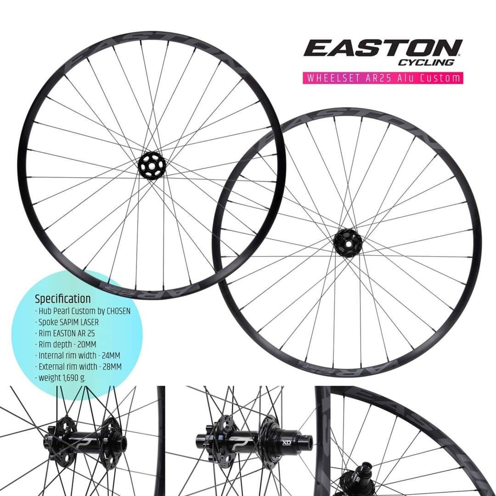 ชุดล้อเสือภูเขาEASTON | AR25 29ER Alloy MTB Wheelset โม่ XD / โม่ SHI 12SP ขอบอ้วน 24mm. ล้อ 29er (15x110/12x148)