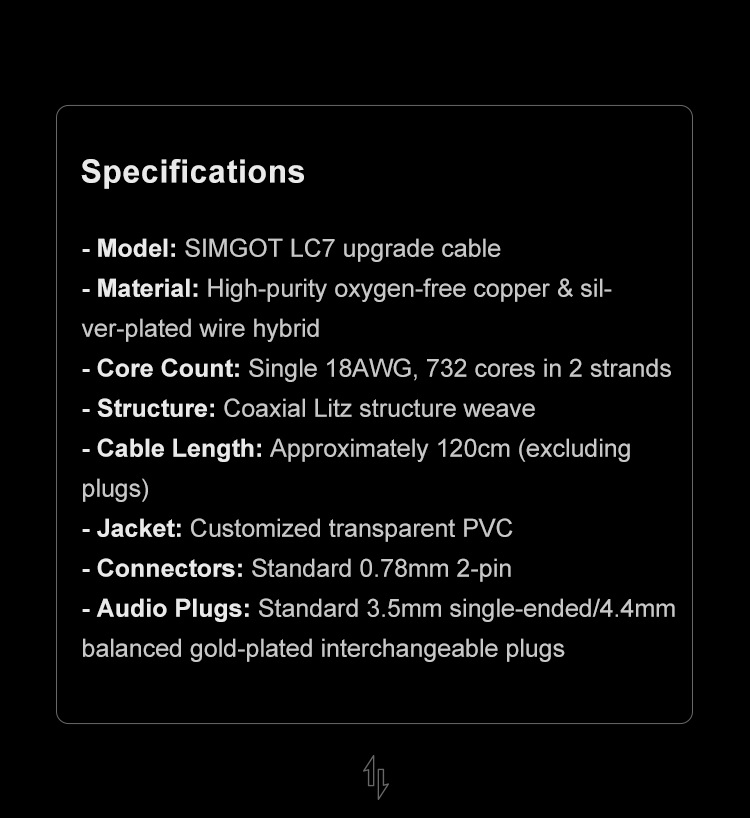 Simgot LC7 สายอัพเกรดหูฟัง OFC+ชุบเงิน โครงสร้าง Coaxial Litz เปลี่ยนหัวแจ็คได้