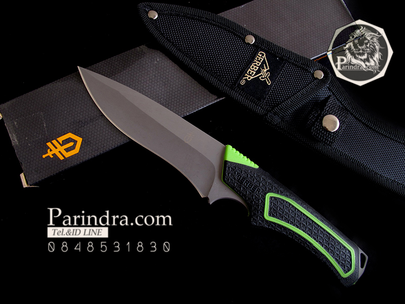 มีดใบตาย GERBER Bear Grylls WARRANT model 30-000440 1016A (OEM) ด้ามสีเขียวตัดสีดำ