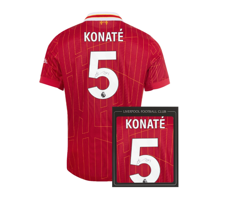 เสื้อลิเวอร์พูล 2024 2025 ลายเซ็นต์ Konaté 5 มีใบรับรองลายเซ็นต์มือของแท้ในกล่อง