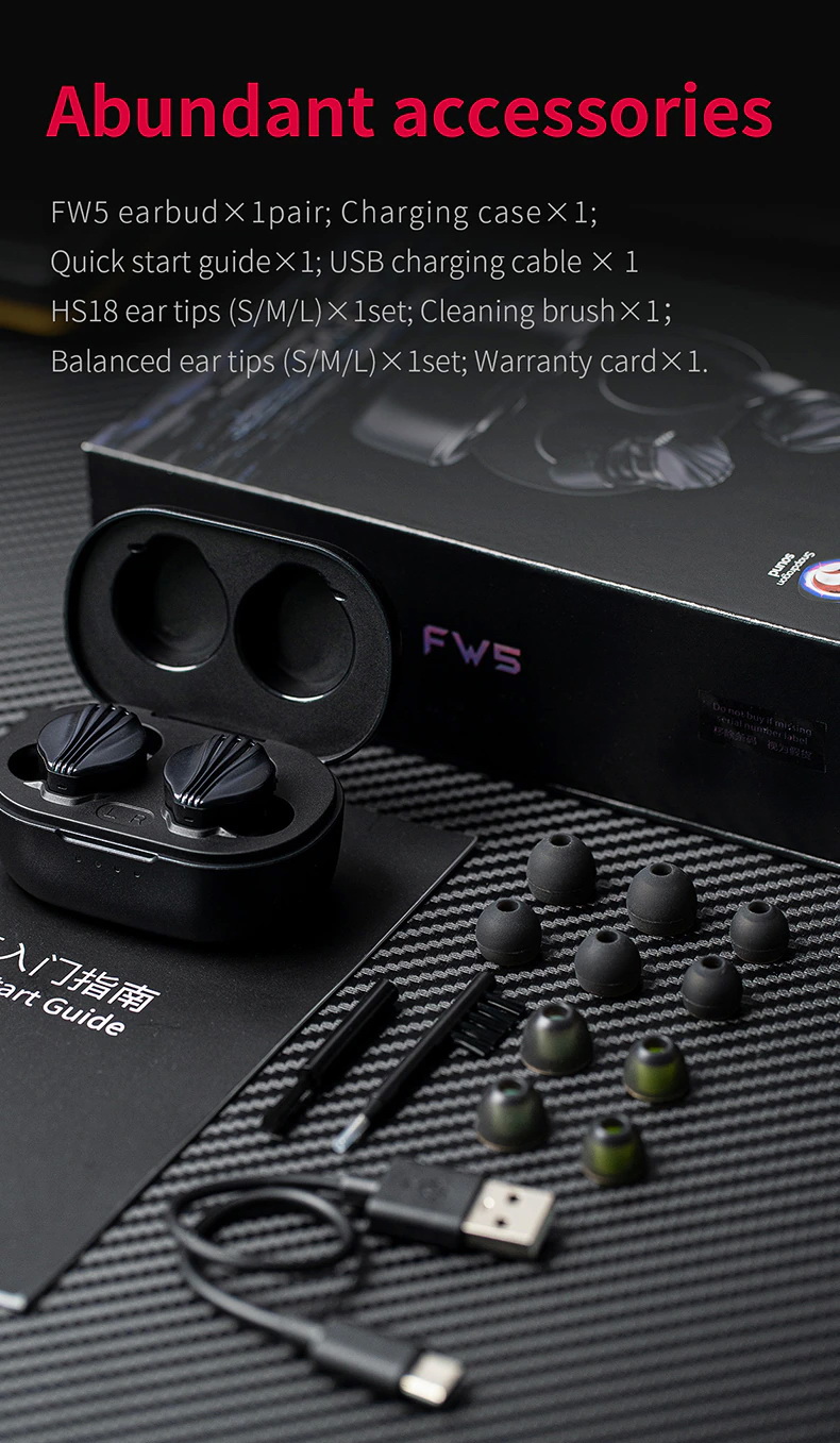 FiiO FW5 หูฟัง TWS หูฟัง 3 ไดรเวอร์ 2BA+1DD ประกันศูนย์ไทย