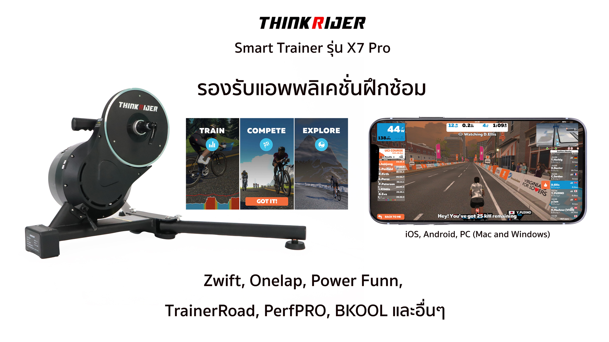 ThinkRider X7 Pro Smart Trainer สมาร์ทเทรนเนอร์ระบบ Summulate 2023(Gen 4)