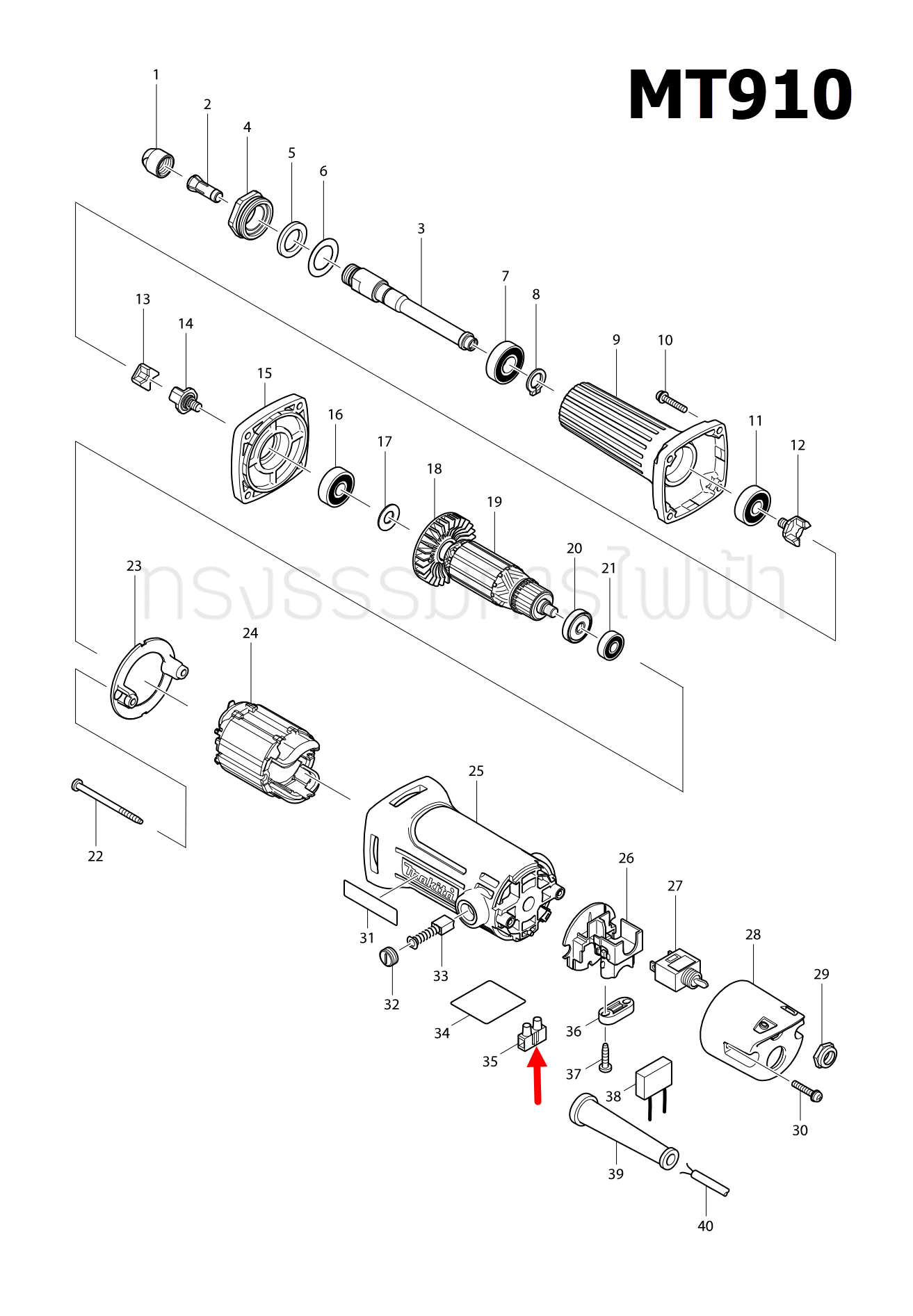 TERMINAL BLOCK หินเจียรคอตรง มาคเทค-Maktec MT910 [#35], MT950 [#41] Pn.654588-8 (แท้) ##