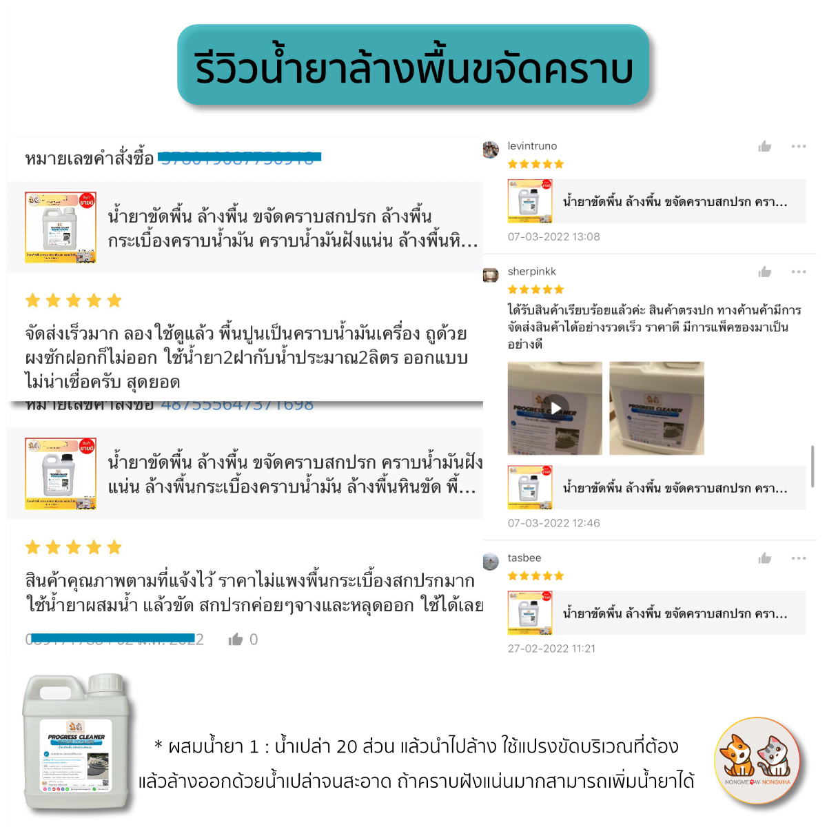 น้ำยาล้างพื้น คราบฝังแน่น ล้างพื้นคราบน้ำมัน สีฟ้า กลิ่นบูลเฟรช 1 ลิตร BY น้องแมวน้องหมา