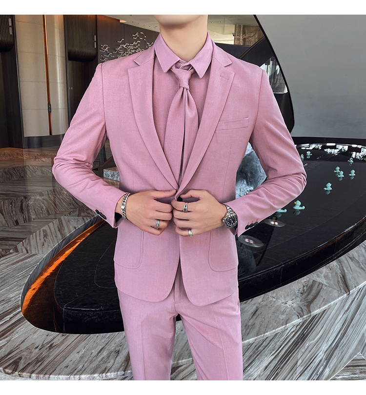 Pre-order เสื้อสูทชาย สีชมพู รุ่นสลิม