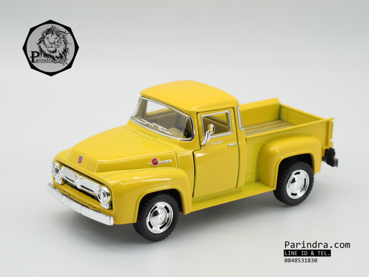 โมเดลรถเหล็กรถจำลอง Ford 1956 F-100 Pickup KT5385 อัตตราส่วน 1:38 สีเหลืองอ่อน