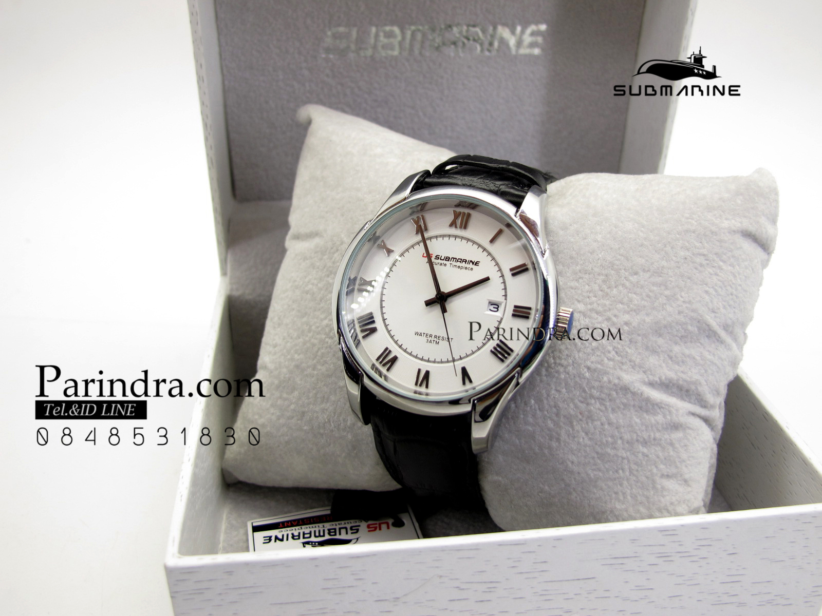 นาฬิกา US Submarine J118MD ของแท้ 100 % สายหนังดำหน้าปัดขาว