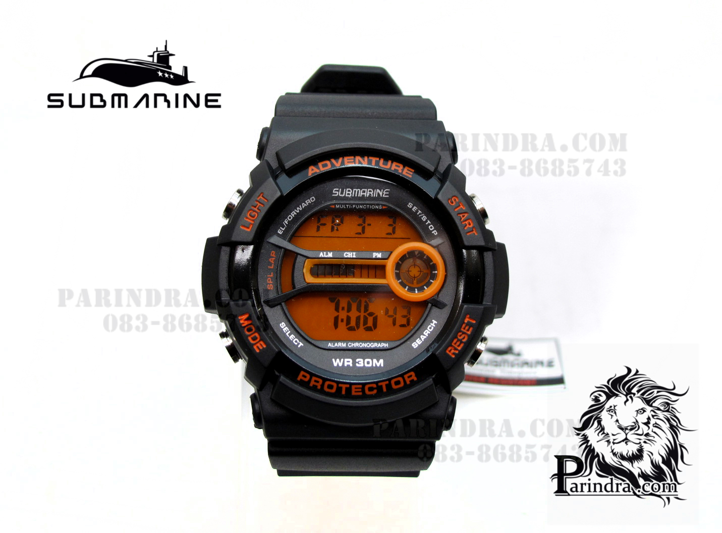 นาฬิกา US submarine TP1301M สีดำ พื้นหลังส้ม