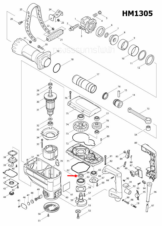 RING 23 สกัด เจาะพื้น Makita มากีต้า HM1305 [#64] Pn.257259-2 (แท้) ##