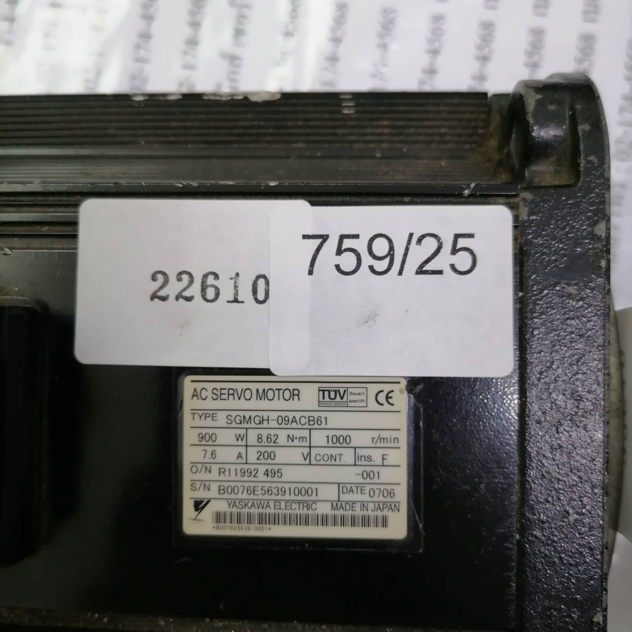 SGMGH-09ACB61 SERVO MOTOR “ YASKAWA ”