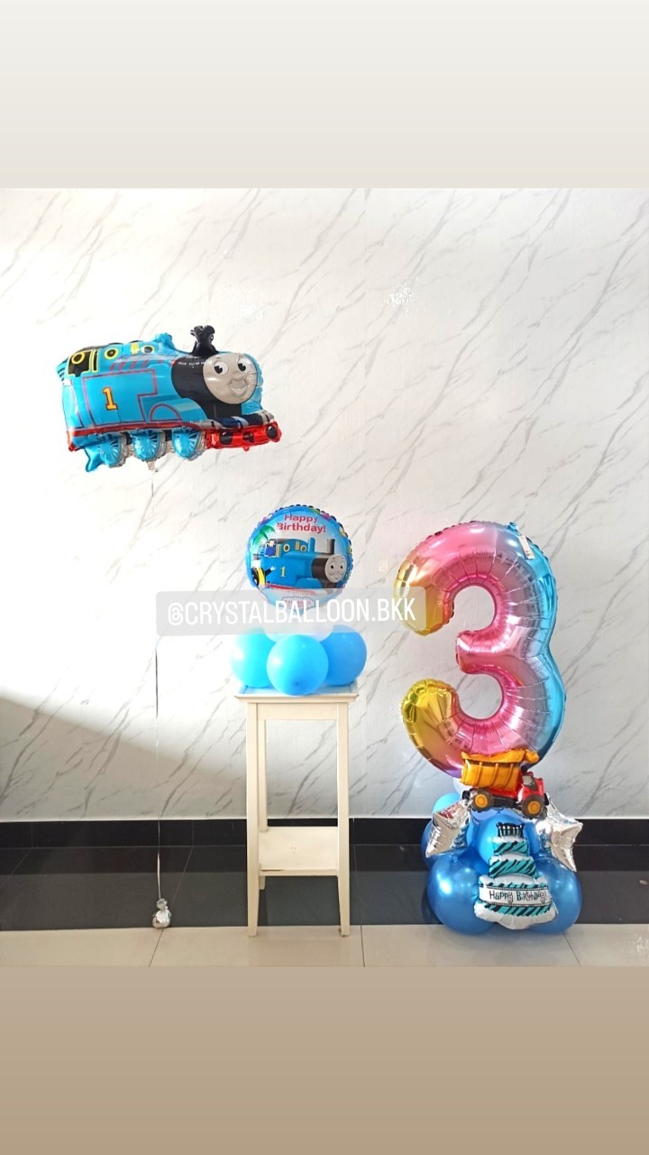 ลูกโป่ง วันเกิดเด็ก Theme Thomas พร้อม ฟอยล์กลม ตั้งฐาน 1 ชิ้น พร้อมตกแต่ง ฟอยล์ตัวเลข ขนาด 40" ตั้งฐาน 1 ชิ้น สามารถเปลี่ยนสีลูกโป่ง/เปลี่ยนฟอยล์ตกแต่งได้