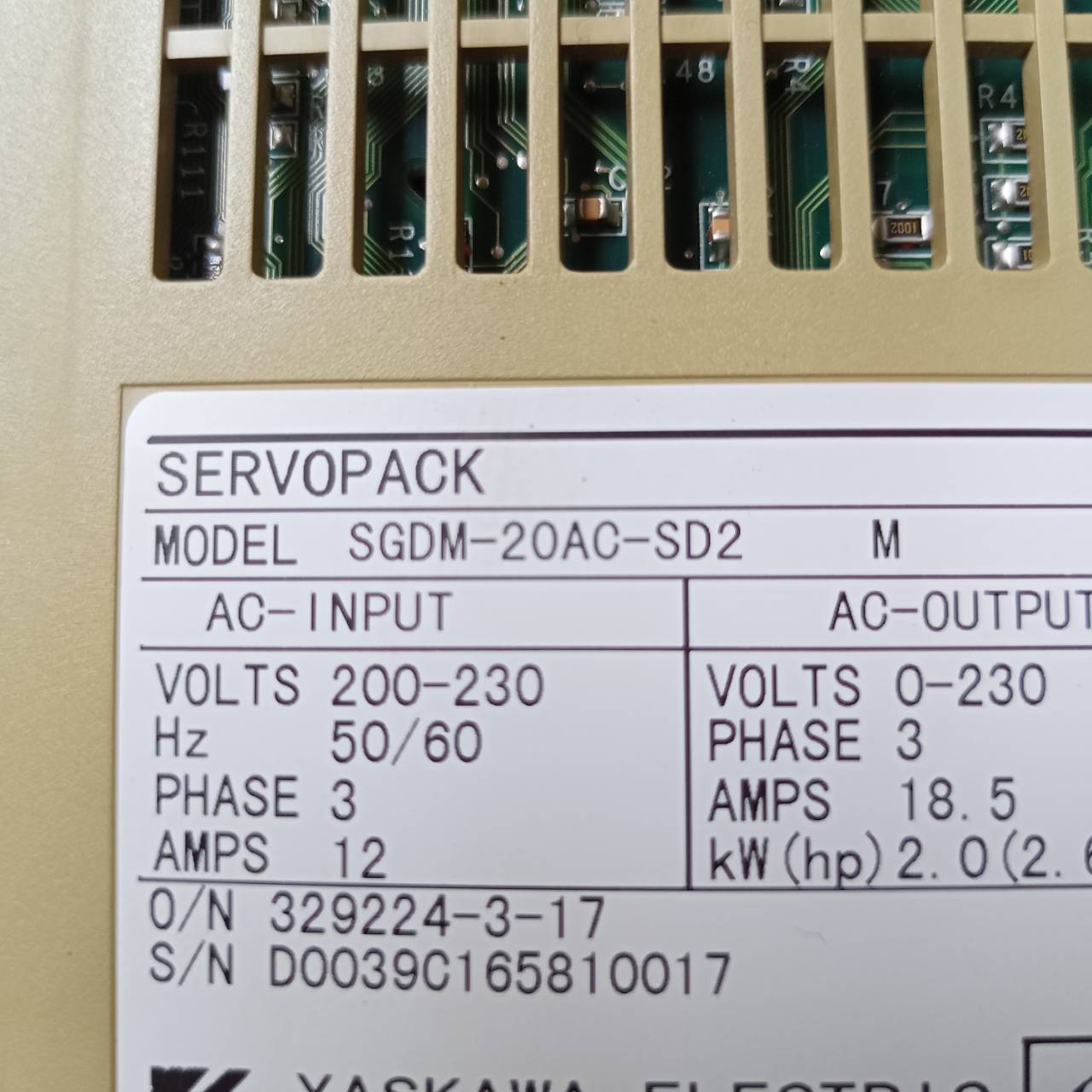SGDM-20AC-SD2 SERVO DRIVE " YASKAWA "