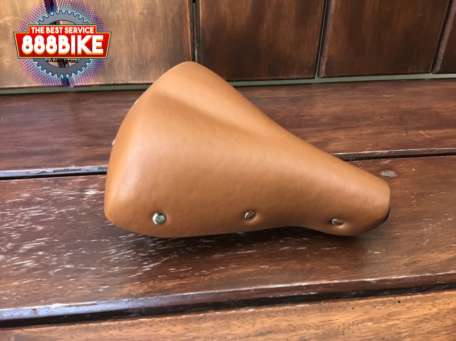 เบาะจักรยาน LA Saddle, AFT-7085 สปริงดำ ไม่มีแคล้มป์ แม่บ้านกระดุม สีน้ำตาล