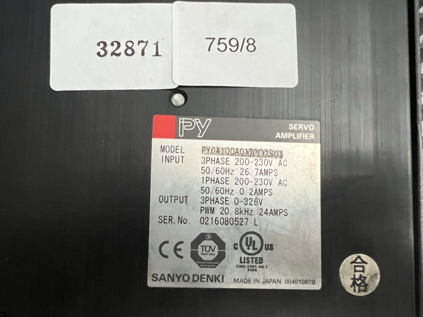 PY0A100A SERVO DRIVE " SANYO DENKI "