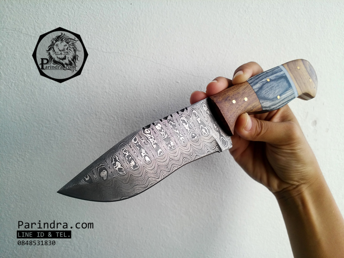 มีดดามัสกัส (Damascus) ด้ามไม้ ขนาด 9 นิ้ว ตีพับ 200 ชั้น นำเข้าจาก ปากีสถาน DPK006