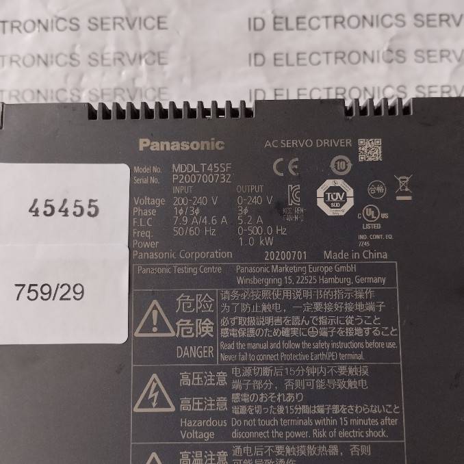 MDDLT45SF SERVO DRIVE " PANASONIC "