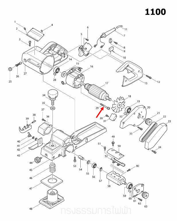 น๊อตล๊อค กบไสไม้ไฟฟ้า Makita 1100 [#29], 5103N [#13], 5401N [#8], 9607NB [#22], LS1030 [#26] Pn.911290-9 (แท้) ##