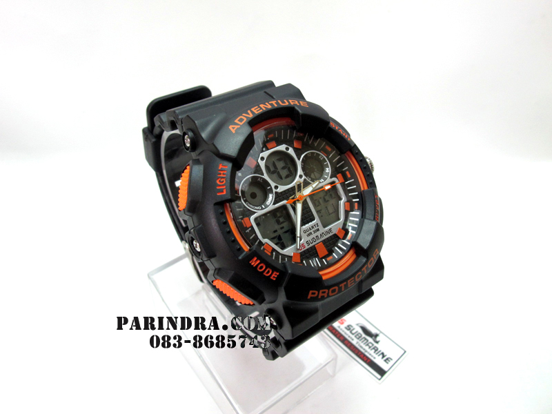 นาฬิกา US submarine Adventure Protector รุ่น TP3129M สีดำตัดส้ม พื้นหลังเทา