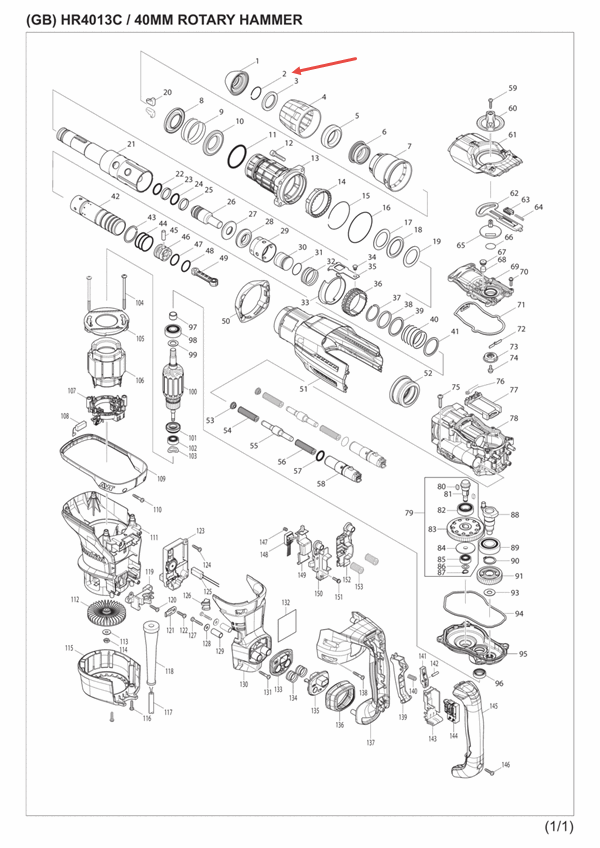 แหวนสปริง 25 สว่านโรตารี่ 2 ระบบ Makita HR4013C [#2] Pn.233948-3 (แท้) ##