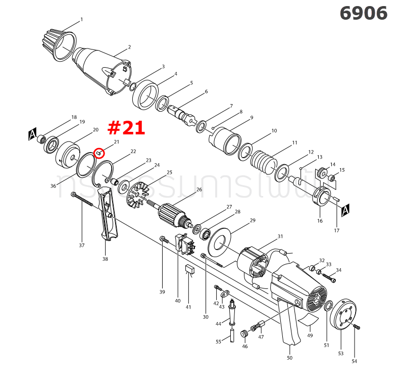 PIN 5 บล็อคไฟฟ้า Makita 6906 [#21], LS1030 [#92] Pn.256040-8 (แท้) ##