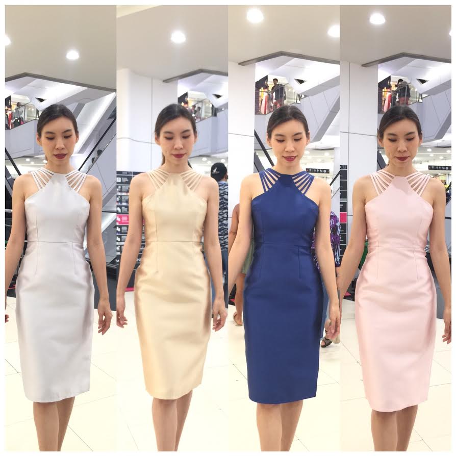 พร้อมเช่า ราตรีสั้น ชุดเดรสเดรสเนื้อไหม ทรงเข้ารูป เส้นสายไหล่สวยเรียงเส้น สีทอง