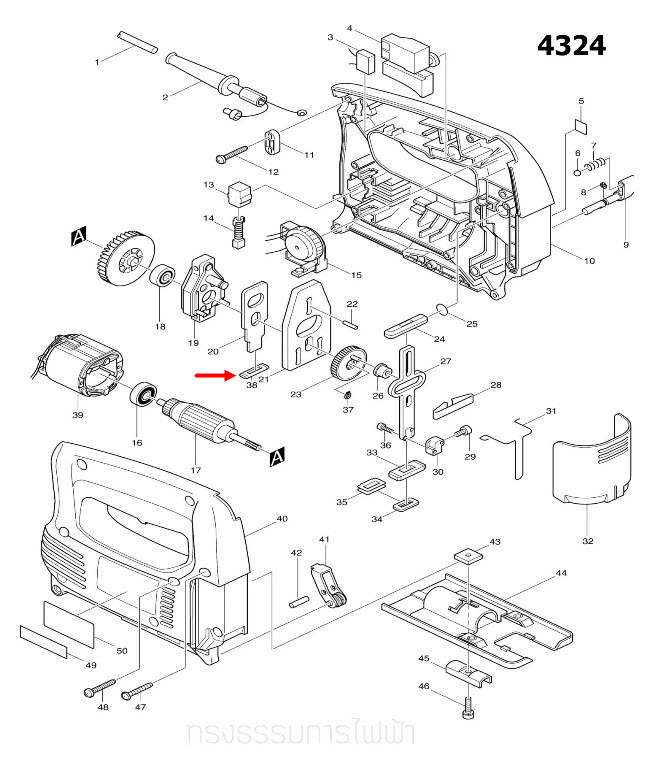 DUST SEAL เลื่อยจิ๊กซอว์ มาคเทค-Maktec MT431 [#39], 4324 [#38], M4301B Pn.416703-0 (แท้) ##