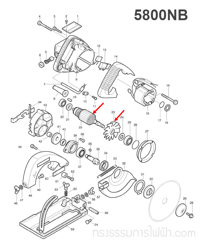 ทุ่น เลื่อยวงเดือน Makita มากีต้า รุ่น 5800, 5800N, 5800NB (แท้) ##