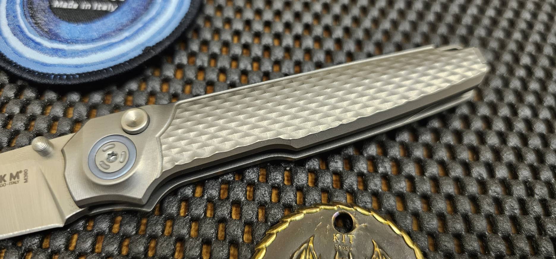 MKM Miura Button Lock Knife Gray Ti (2.72" Satin M390)