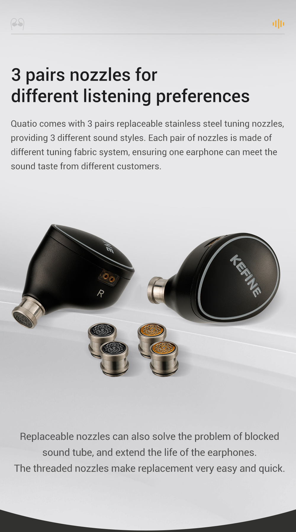 Kefine Quatio หูฟัง IEMs Hybrid 4 ไดรเวอร์ 2DD+2BA เปลี่ยนท่อนำเสียงได้ ปลั๊กหูฟังแบบโมดูลาร์ ประกันศูนย์ไทย