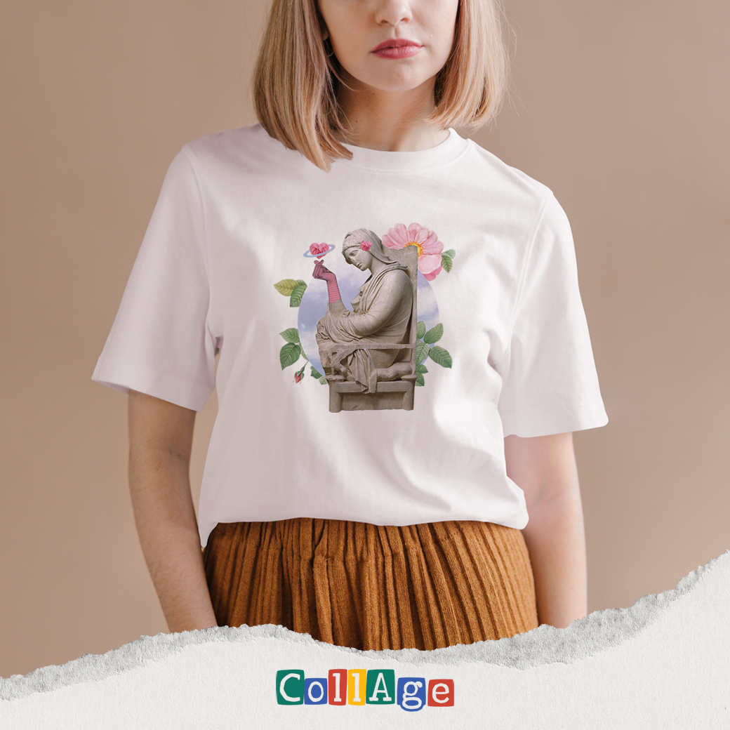 เสื้อยืดพิมพ์ลาย Collage Venus II รหัส CEA00471 สีดำ #เสื้อยืด #Collage