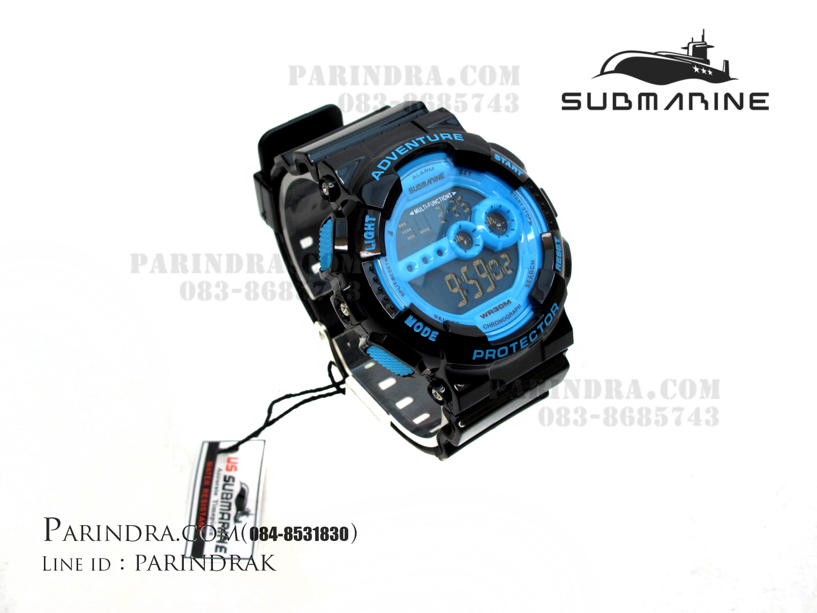 นาฬิกา US submarine รุ่น TP1282M สีดำ-หน้าปัดฟ้า พื้นหลังฟ้า