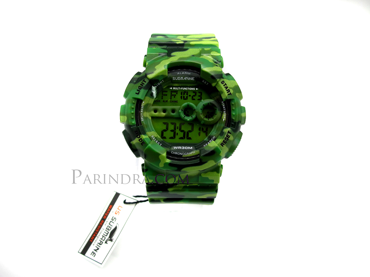 นาฬิกา US submarine รุ่น TP1340M (Military) สีลายพรางทหารสีเขียว หน้าปัดพื้นเขียว