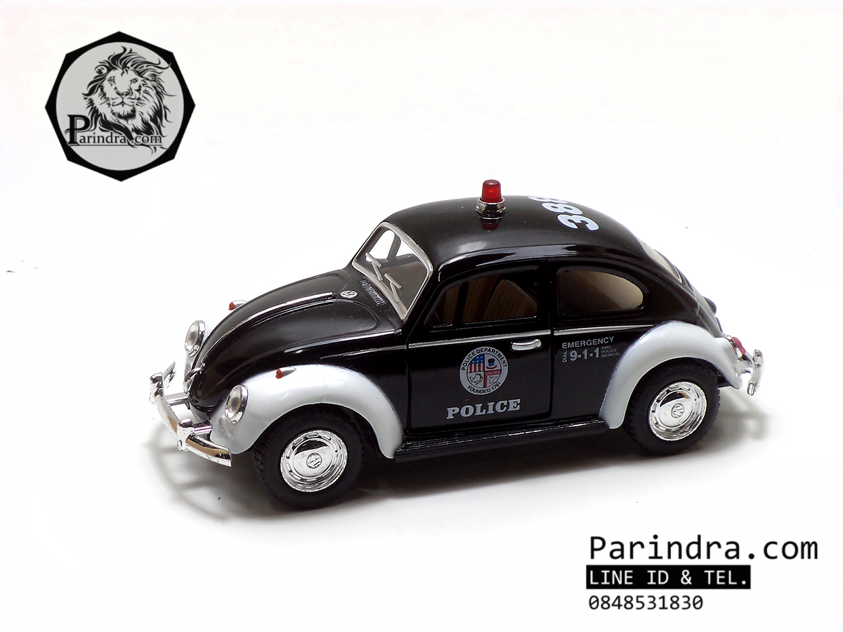 โมเดลรถเต่า Volkswagen 1967 อัตราส่วน 1:32 สีขาวตัดดำ รถเต่าตำรวจ