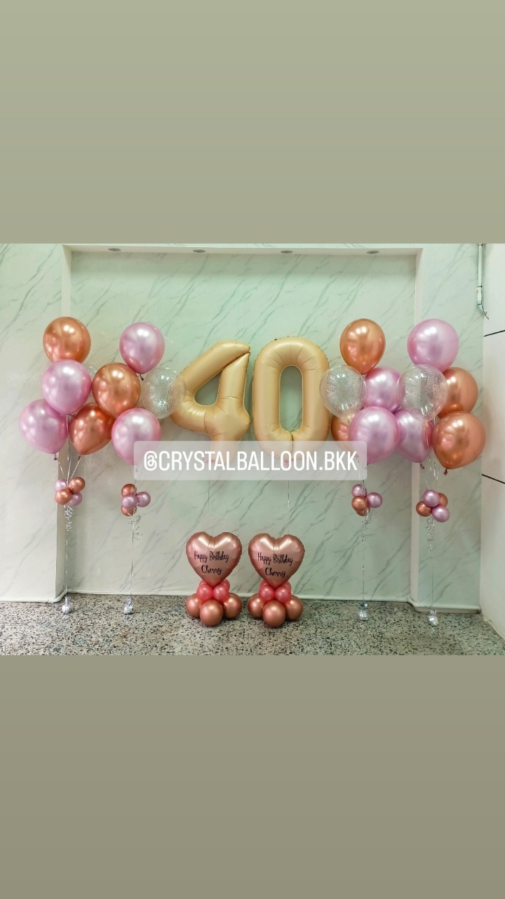 ลูกโป่ง วันเกิด ฟอยล์ตัวเลข ขนาด 40" 2 ชิ้น พร้อม ฟอยล์หัวใจ ขนาด 18" ตั้งฐาน 2 ชิ้น พร้อมตกแต่ง ช่อลูกโป่งสีโครเมี่ยม ช่อ 5 ลูก 4 ช่อ,ลูกโป่งใส ใส่ กลิตเตอร์ สามารถเปลี่ยนสีลูกโป่ง/เปลี่ยนข้อความ/เปลี่ยนสี-ฟอยล์ตัวเลข/เปลี่ยนฟอยล์ตกแต่งได้