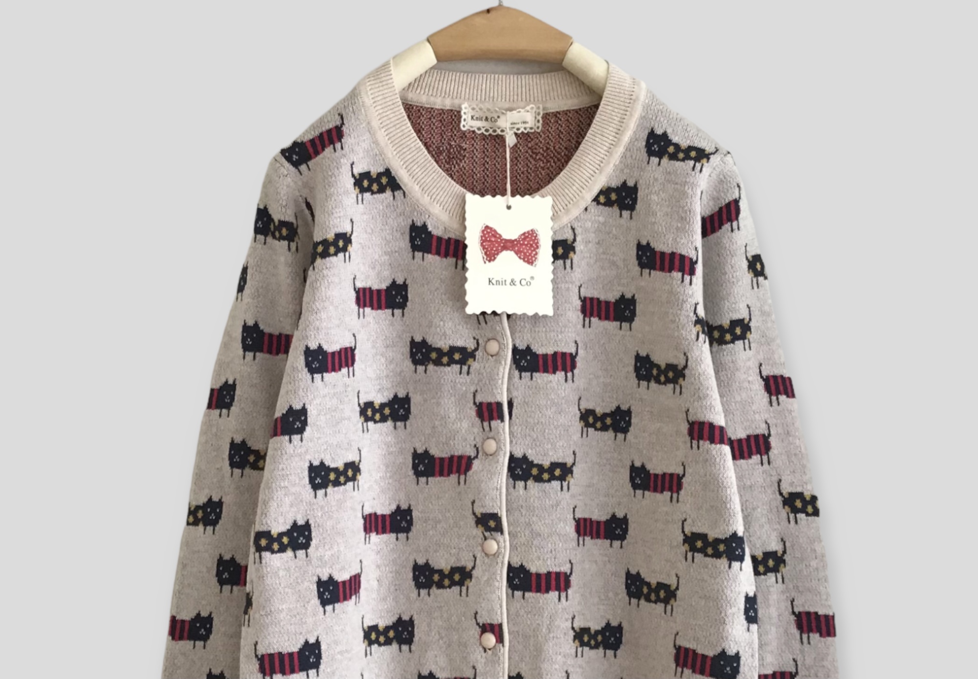 เสื้อคลุมไหมพรมนุ่มลายแมว knit&co