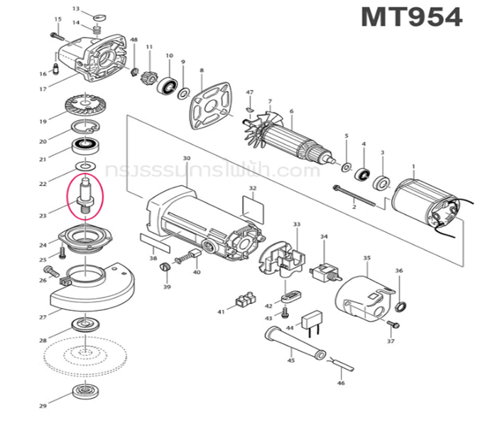 แกนเพลา, แกนยึดใบ หินเจียร 4 นิ้ว Maktec รุ่น MT954 #H10