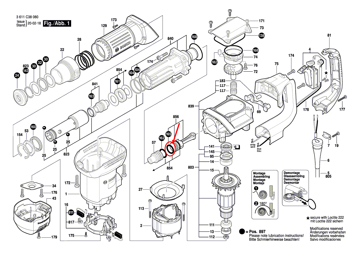 แหวนรอง เครื่องสกัดคอนกรีต BOSCH GSH5X, GSH500 [#165] Pn.1619P08791 (แท้) ##
