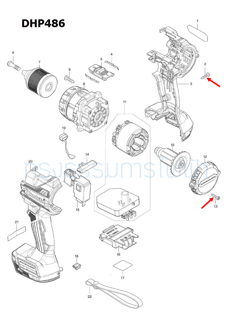 TAPPING SCREW BIND PT3X16 สว่านเจาะกระแทกไร้สาย Makita มากีต้า BTD125, DTW300 [#1, #32], DHP458 [#3], DHP486 [#2], DDF486 [#3, #13] Pn.266130-9 (แท้) ##
